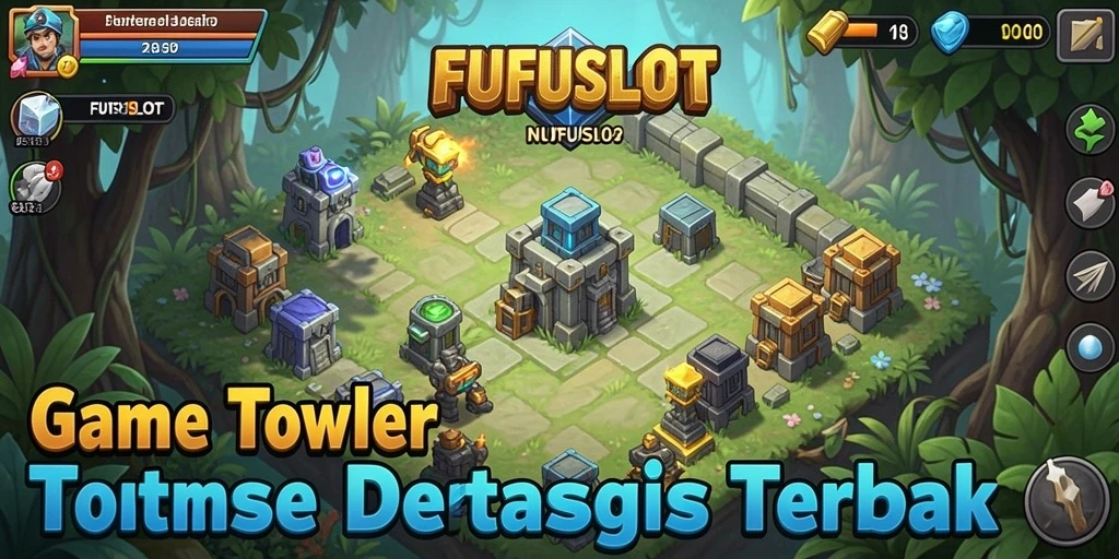Tampilan gameplay FUFUSLOT menampilkan menara yang strategis dan gelombang musuh.