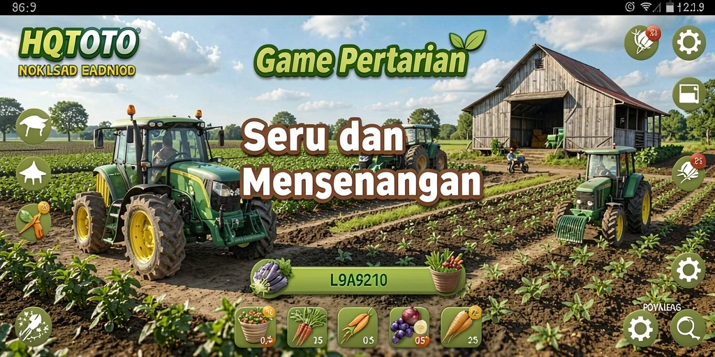 Tangkapan layar gameplay HQTOTO menampilkan kebun yang subur dan beragam tanaman.